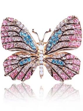 Butterfly brooch pin accessories Crystal Butterfly Brooch Pin - Blue pink